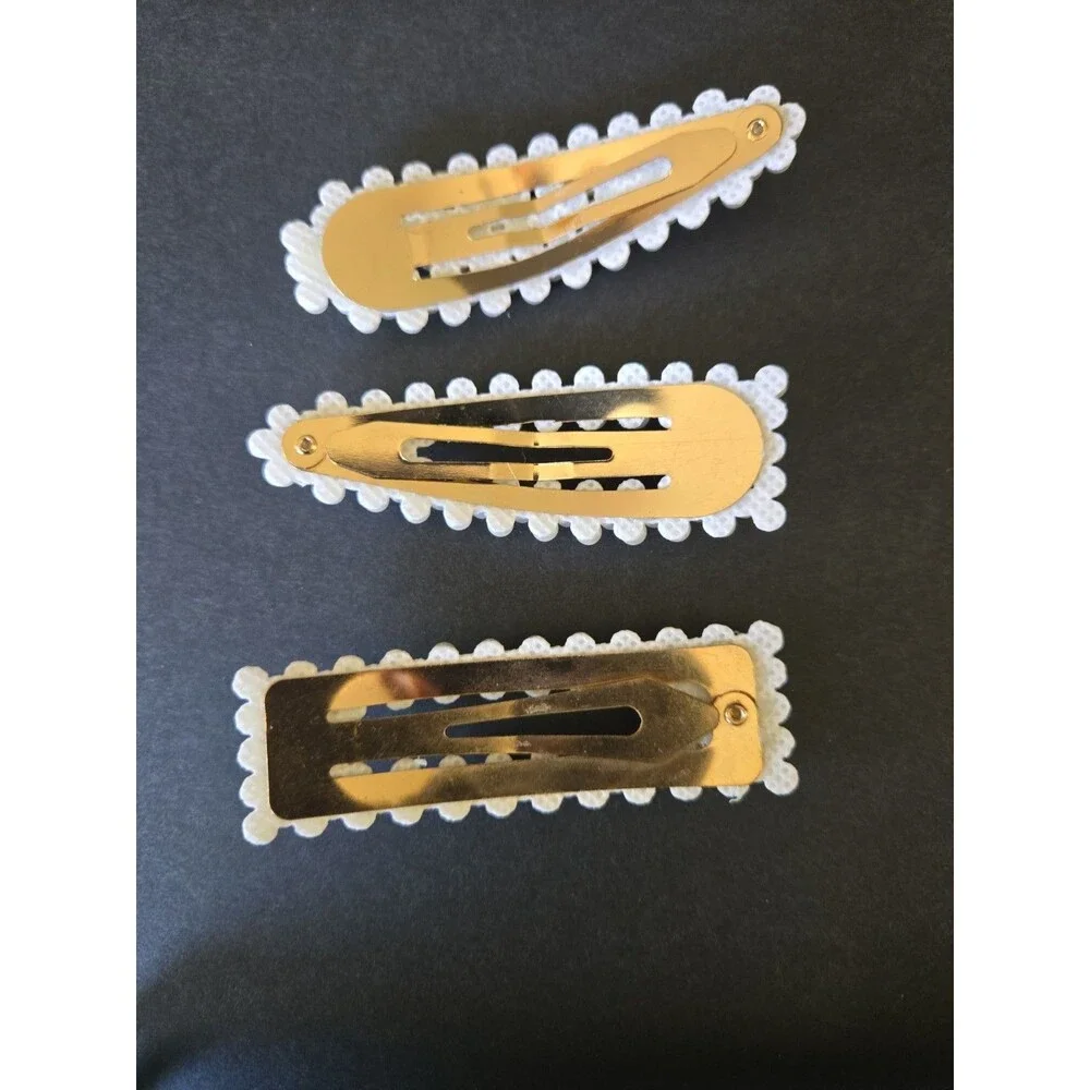 3” Faux Pearl Hair Clips Decorative Hair Pins Barrette Set Lot of 3